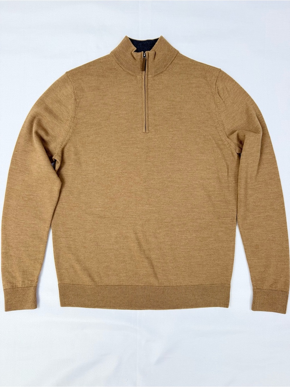 Nordstrom Men’s Merino Wool Quarter Zip Sweater M Camel Brown